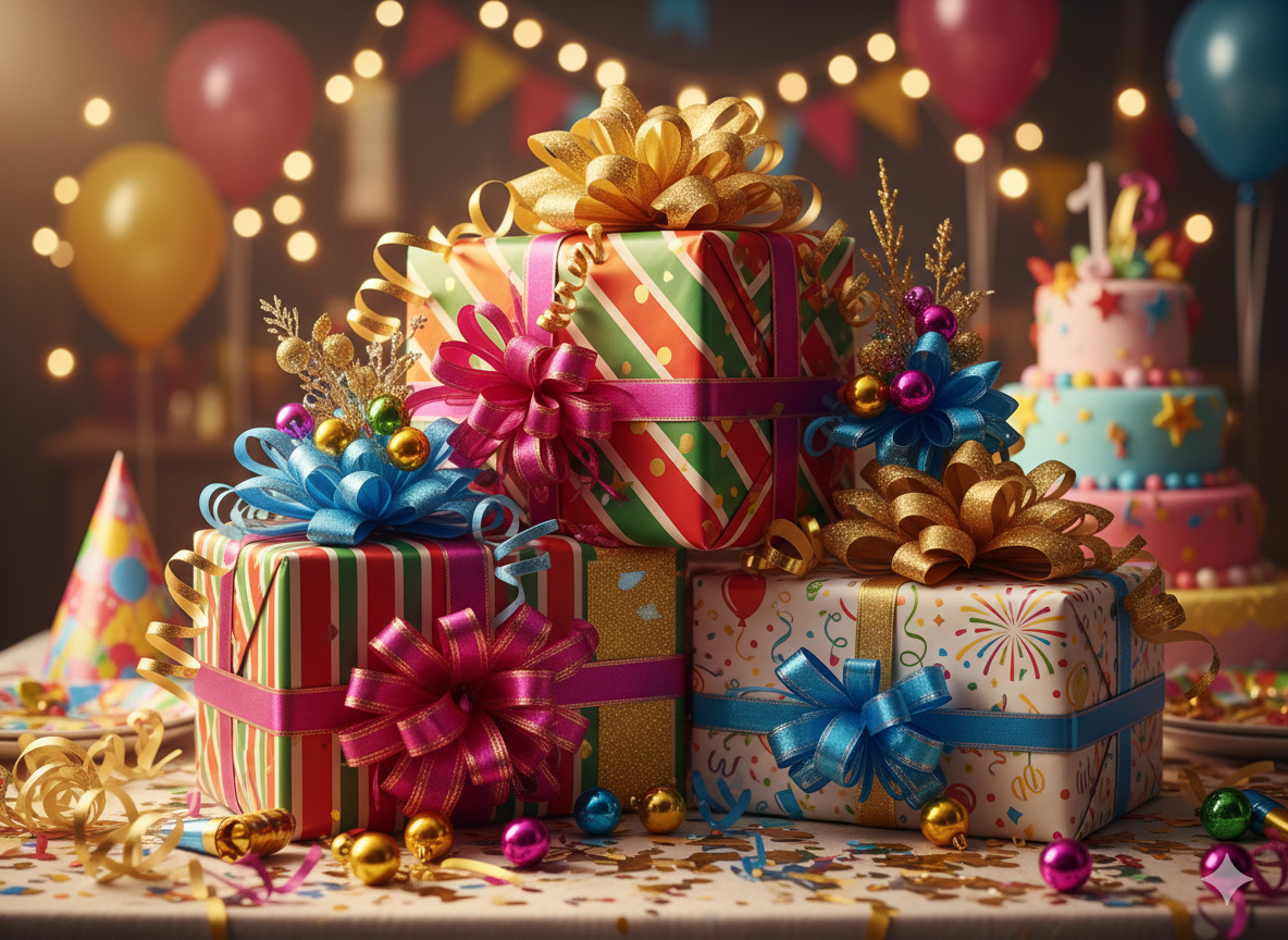 Festive celebration gift wrapping